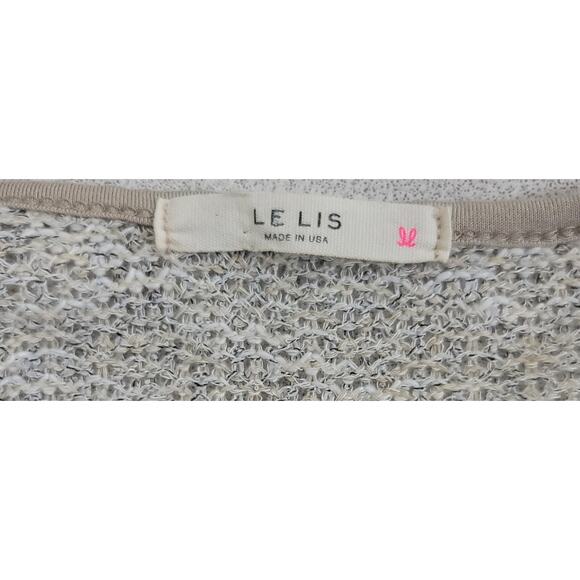 Le Lis Stitch Fix Tan Beige Hi Low Marled Knit Top Small Lace on Sleeves - Picture 4 of 5